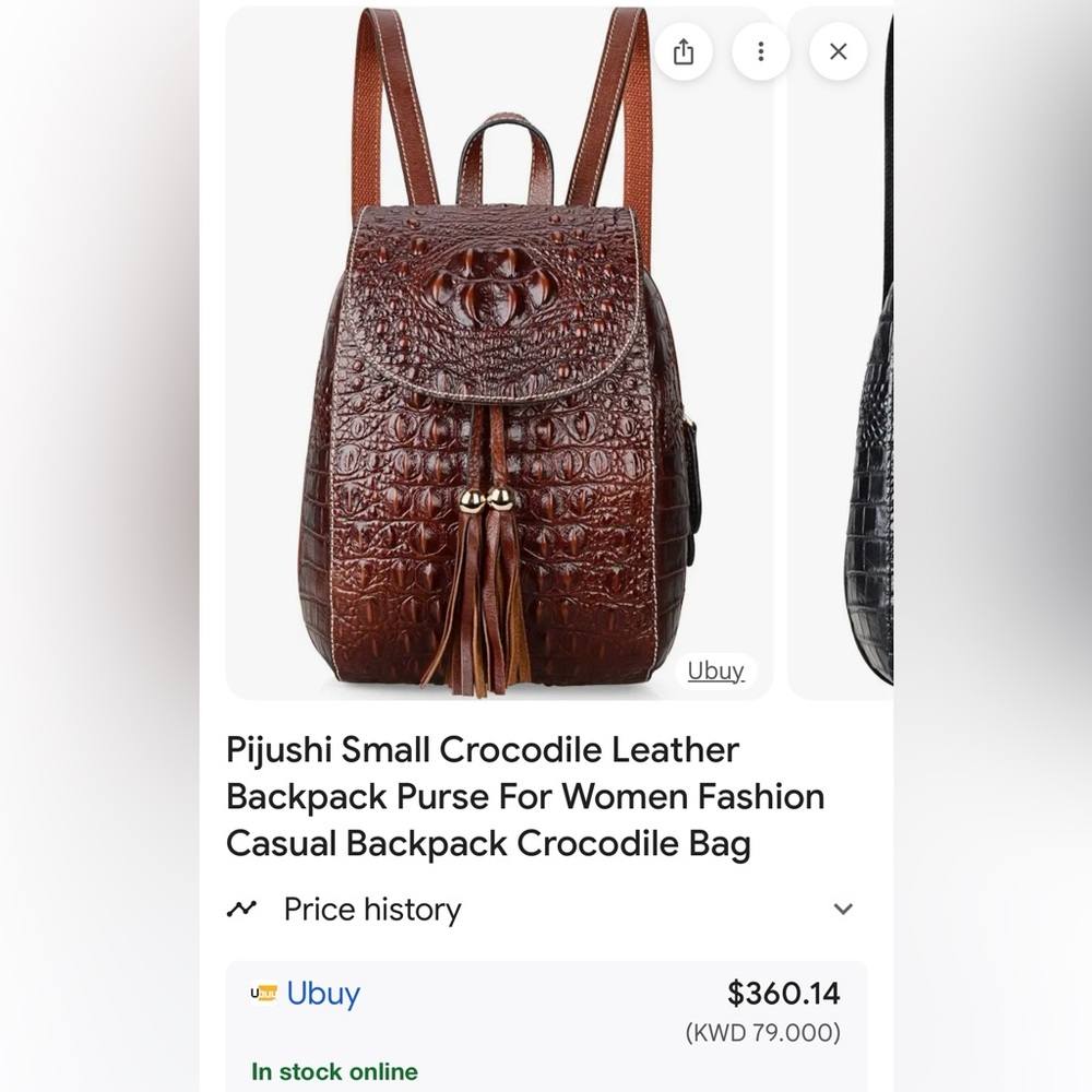 Elegant Brown Crocodile-Embossed Backpack - Picture 5 of 5
